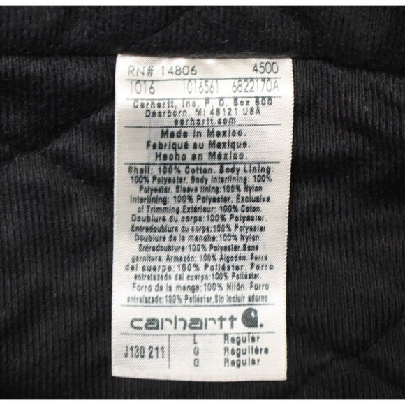 Carhartt Men's Work Jacket Hooded Canvas Washed Duck Quilted J130 Sz L - Picture 9 of 10